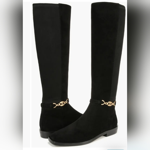 📣 Sam Edleman Clive Black Suede Boots👢Signature Logo Hardware Size 8.5 🆕 😍 - Picture 1 of 10